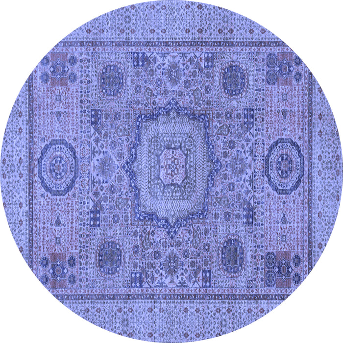 Round Abstract Blue Modern Rug, abs1313blu
