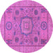 Round Abstract Purple Modern Rug, abs1313pur