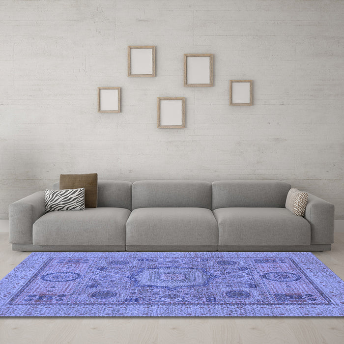 Machine Washable Abstract Blue Modern Rug in a Living Room, wshabs1313blu