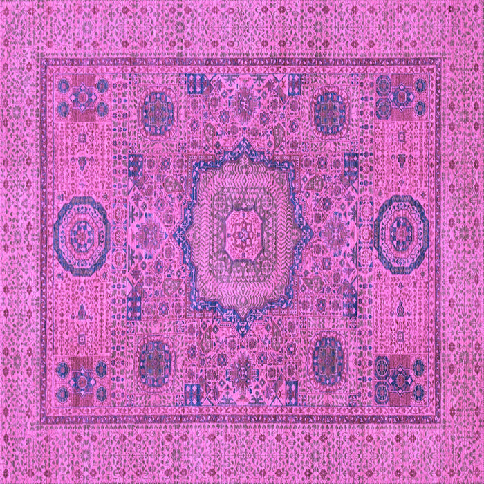 Square Machine Washable Abstract Purple Modern Area Rugs, wshabs1313pur