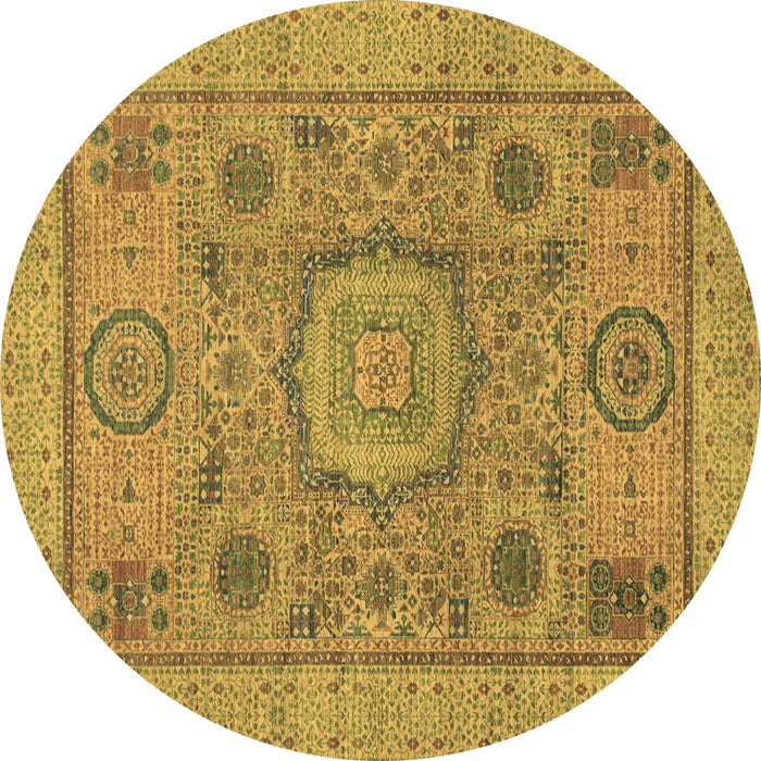 Round Abstract Brown Modern Rug, abs1313brn