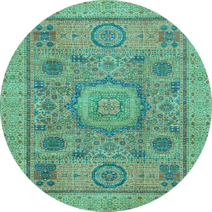 Round Machine Washable Abstract Light Blue Modern Rug, wshabs1313lblu