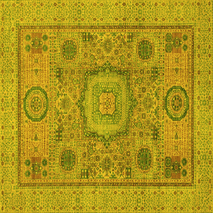 Square Machine Washable Abstract Yellow Modern Rug, wshabs1313yw
