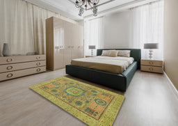 Abstract Brown Modern Rug in a Bedroom, abs1313