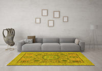 Machine Washable Abstract Yellow Modern Rug, wshabs1313yw