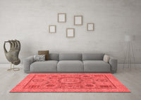 Machine Washable Abstract Red Modern Rug, wshabs1313red