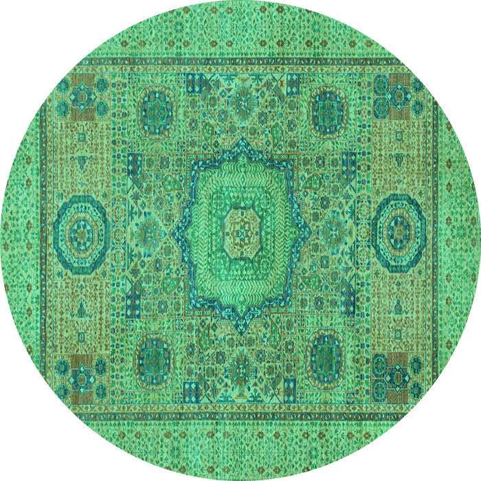 Round Machine Washable Abstract Turquoise Modern Area Rugs, wshabs1313turq