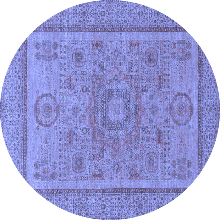 Round Machine Washable Abstract Blue Modern Rug, wshabs1314blu