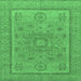 Square Abstract Emerald Green Modern Rug, abs1314emgrn