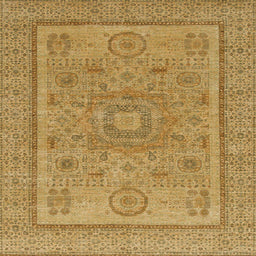 Square Abstract Yellow Modern Rug, abs1314