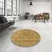 Round Machine Washable Abstract Yellow Rug in a Office, wshabs1314