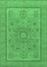 Machine Washable Abstract Emerald Green Modern Area Rugs, wshabs1314emgrn