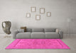 Machine Washable Abstract Pink Modern Rug in a Living Room, wshabs1314pnk