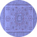 Round Abstract Blue Modern Rug, abs1314blu