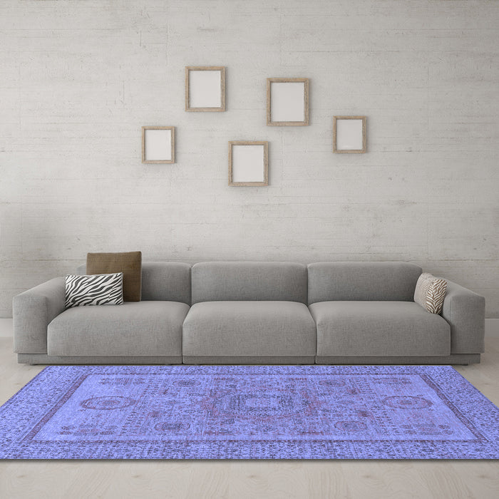 Machine Washable Abstract Blue Modern Rug in a Living Room, wshabs1314blu