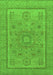 Machine Washable Abstract Green Modern Area Rugs, wshabs1314grn