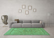 Machine Washable Abstract Turquoise Modern Area Rugs in a Living Room,, wshabs1314turq