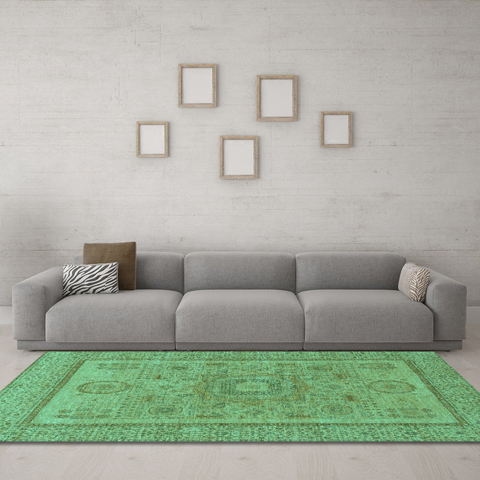 Machine Washable Abstract Turquoise Modern Area Rugs in a Living Room,, wshabs1314turq