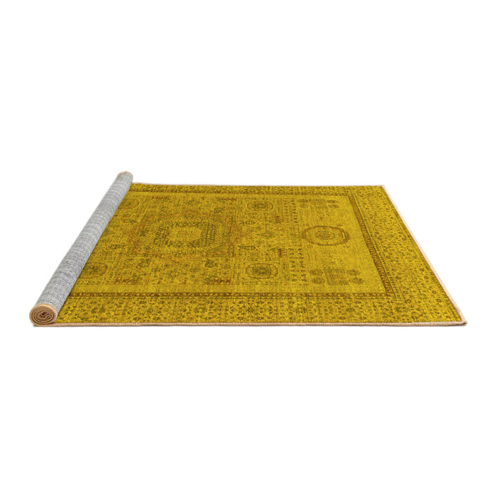 Sideview of Machine Washable Abstract Yellow Modern Rug, wshabs1314yw