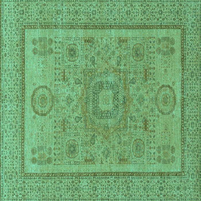 Square Machine Washable Abstract Turquoise Modern Area Rugs, wshabs1314turq