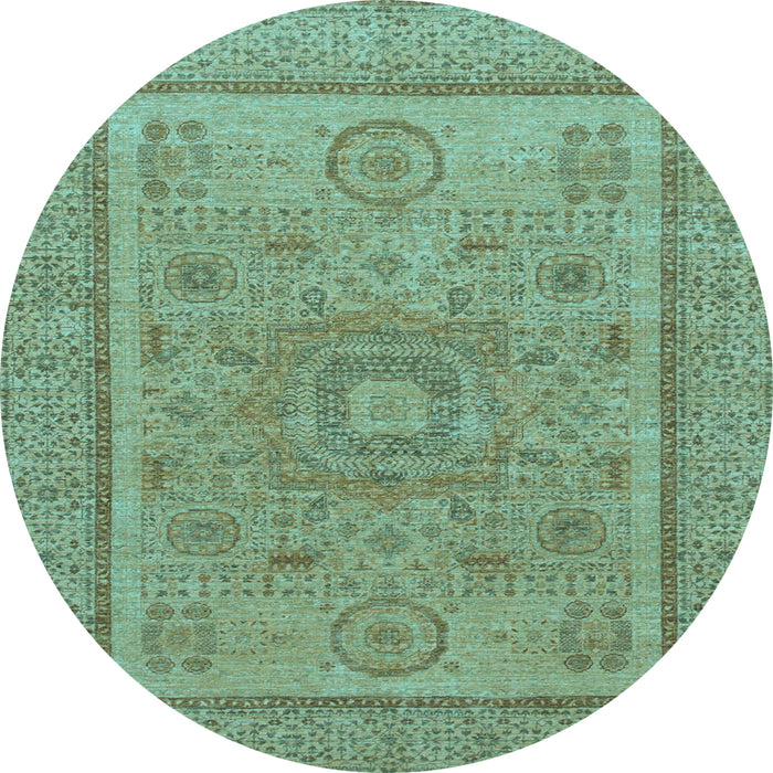 Round Abstract Light Blue Modern Rug, abs1314lblu