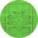 Round Machine Washable Abstract Green Modern Area Rugs, wshabs1315grn