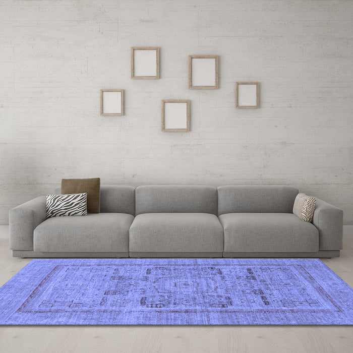 Machine Washable Abstract Blue Modern Rug in a Living Room, wshabs1315blu