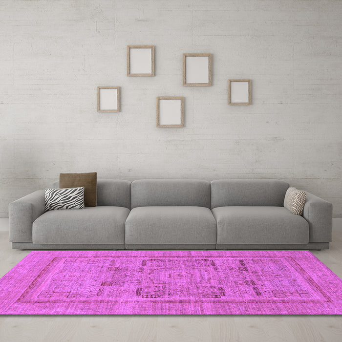 Machine Washable Abstract Purple Modern Area Rugs in a Living Room, wshabs1315pur