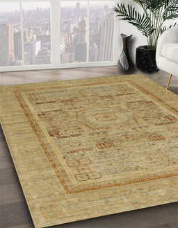 Abstract Metallic Gold Modern Rug in Family Room, abs1315