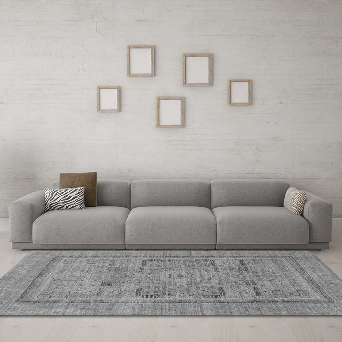 Machine Washable Abstract Gray Modern Rug in a Living Room,, wshabs1315gry