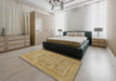 Abstract Metallic Gold Modern Rug in a Bedroom, abs1315