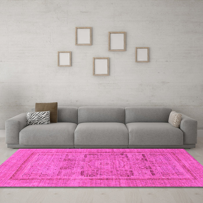 Machine Washable Abstract Pink Modern Rug in a Living Room, wshabs1315pnk
