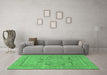 Machine Washable Abstract Emerald Green Modern Area Rugs in a Living Room,, wshabs1315emgrn