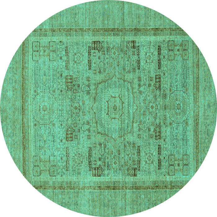 Round Abstract Turquoise Modern Rug, abs1315turq