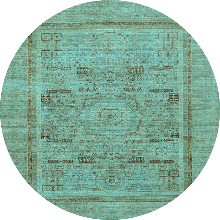 Round Abstract Light Blue Modern Rug, abs1315lblu
