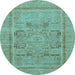 Round Abstract Light Blue Modern Rug, abs1315lblu