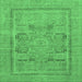 Square Machine Washable Abstract Emerald Green Modern Area Rugs, wshabs1315emgrn