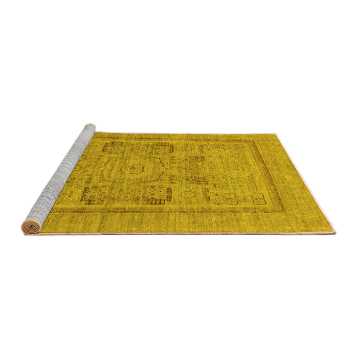 Sideview of Machine Washable Abstract Yellow Modern Rug, wshabs1315yw