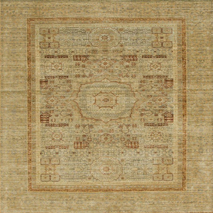 Square Machine Washable Abstract Metallic Gold Rug, wshabs1315
