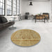 Round Abstract Metallic Gold Modern Rug in a Office, abs1315