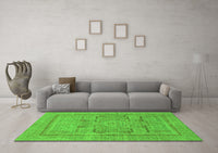 Machine Washable Abstract Green Modern Rug, wshabs1315grn