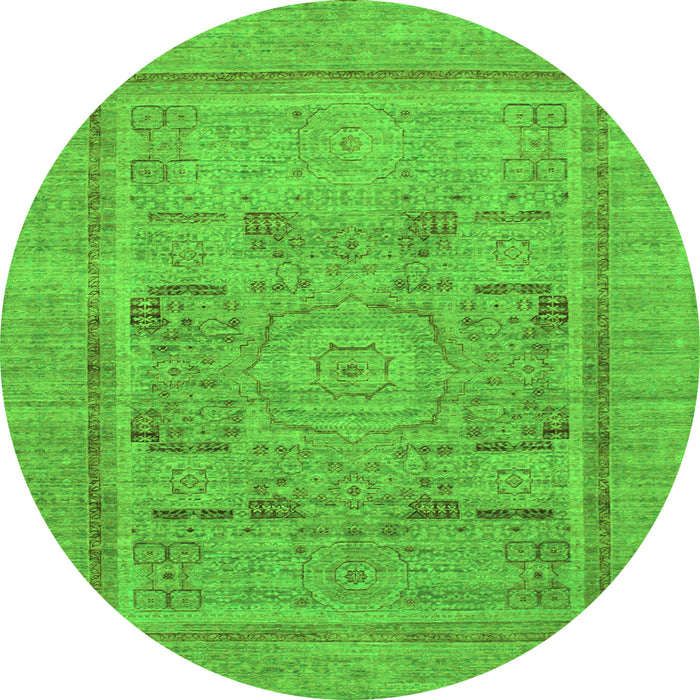 Round Abstract Green Modern Rug, abs1315grn