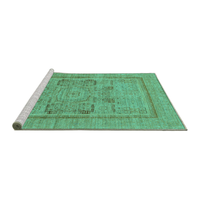 Sideview of Machine Washable Abstract Turquoise Modern Area Rugs, wshabs1315turq