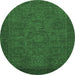 Round Abstract Emerald Green Modern Rug, abs1316emgrn