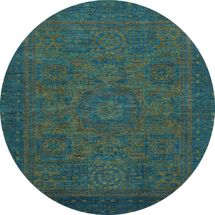 Round Abstract Light Blue Modern Rug, abs1316lblu