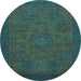 Round Abstract Light Blue Modern Rug, abs1316lblu