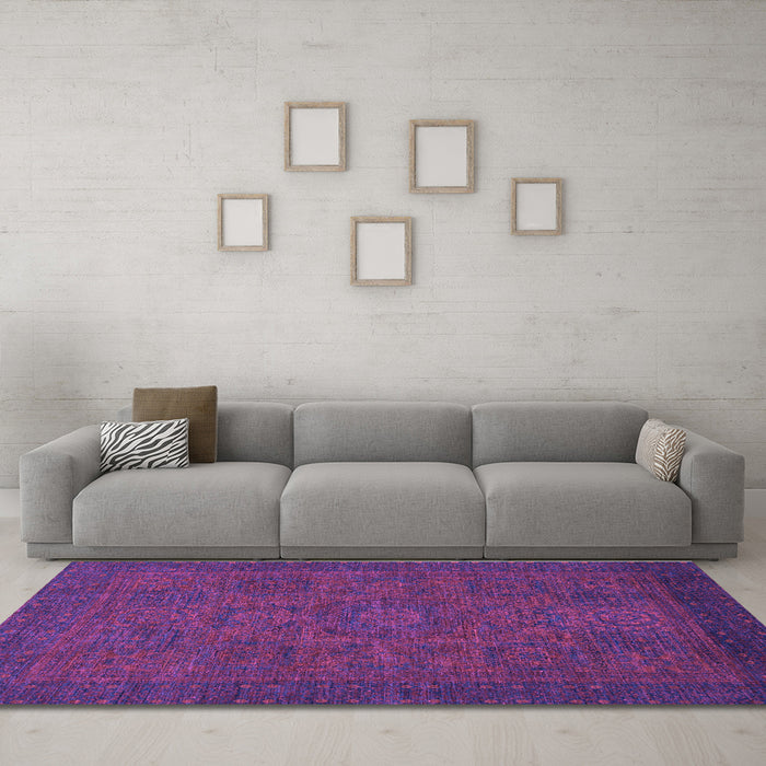 Machine Washable Abstract Purple Modern Area Rugs in a Living Room, wshabs1316pur
