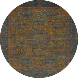 Round Machine Washable Abstract Dark Brown Rug, wshabs1316