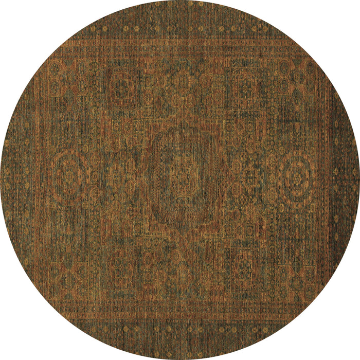 Round Abstract Brown Modern Rug, abs1316brn