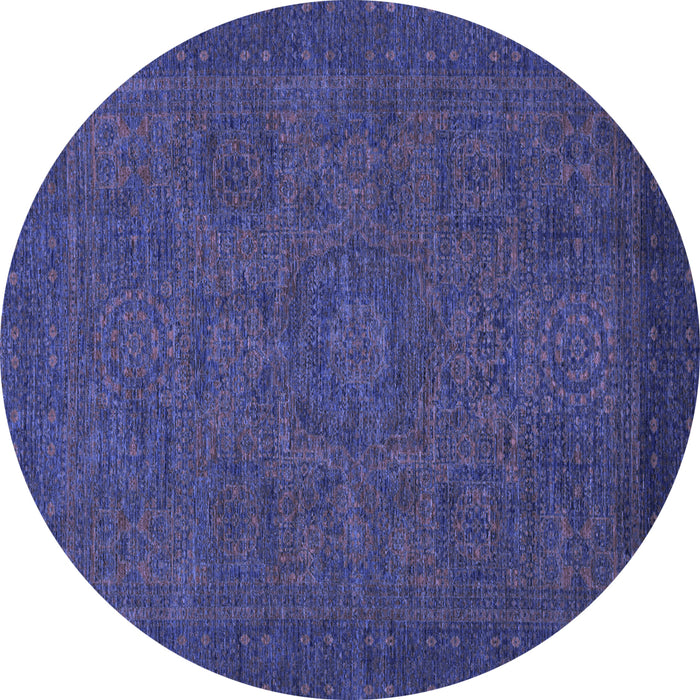 Round Abstract Blue Modern Rug, abs1316blu